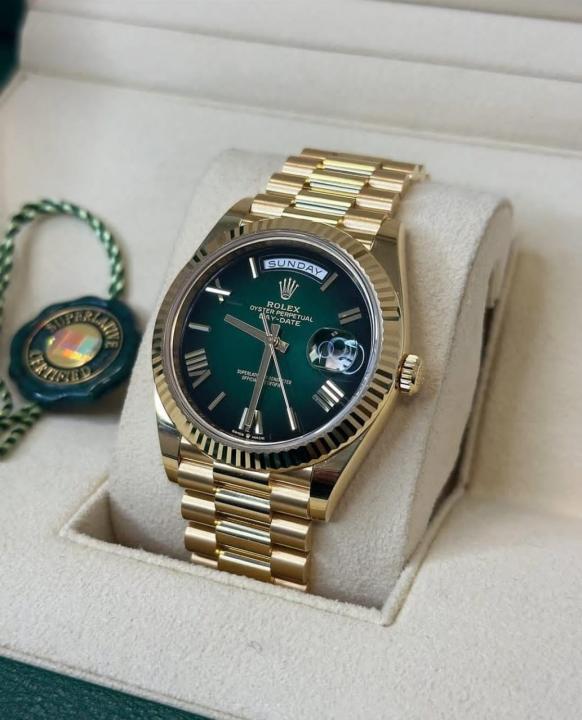 RoLe_X Day Date Roman Number Dial Golden Green